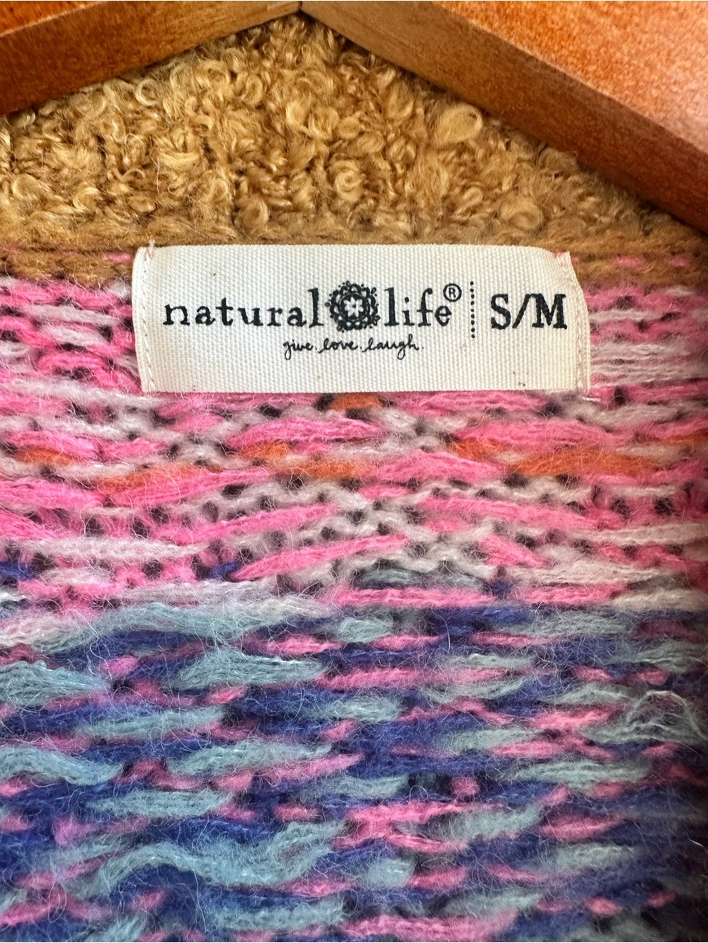 NATURAL LIFE Cozy Boho Colorful Fair Isle Anthro vibes Open Knit Cardigan S/M - Picture 5 of 8